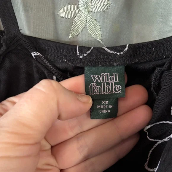 Wild Fable Black Mini Dress with White Floral Accents - Picture 3 of 5